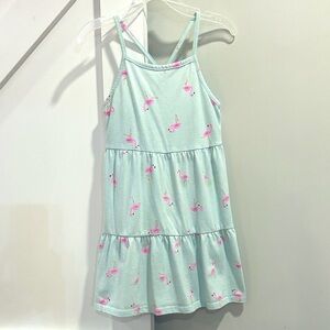 FREE N BUNDLE Flamingo Crisscross Spaghetti Strap Tiered Sundress Blue Green